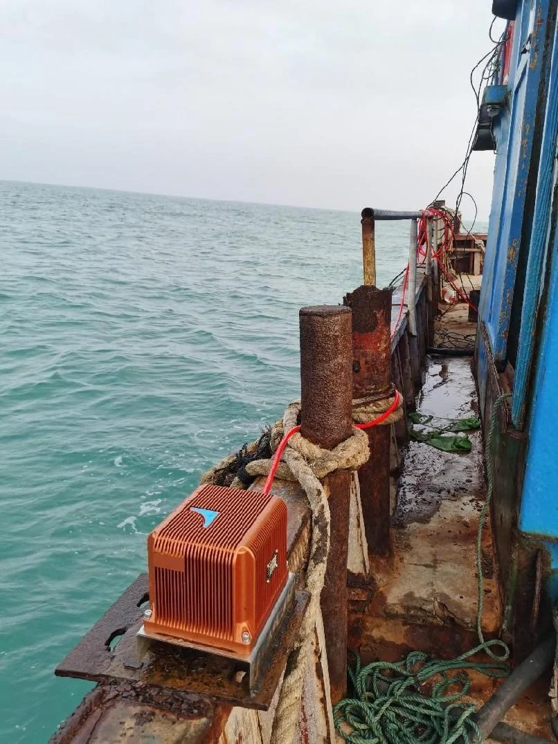 Navigation equipment installed on a coastal vessel.