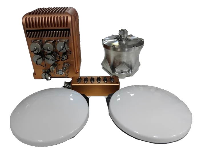 iPos MS12 and MS13 system configuration with deck unit, IMU and dual antennas