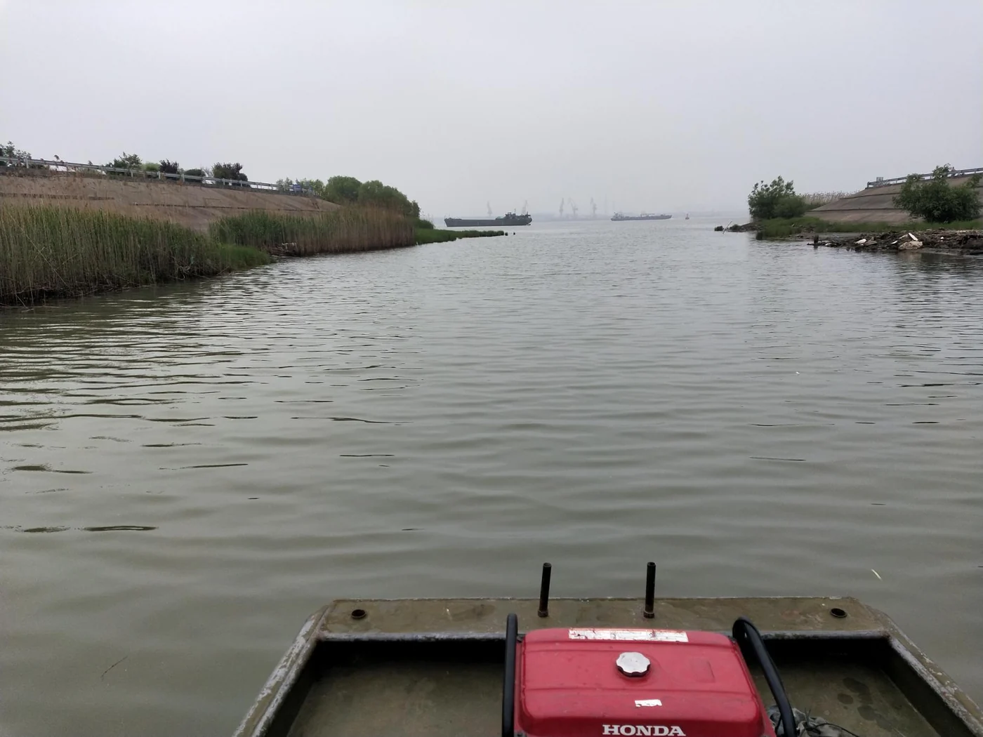 View of the waterway from the working vessel.