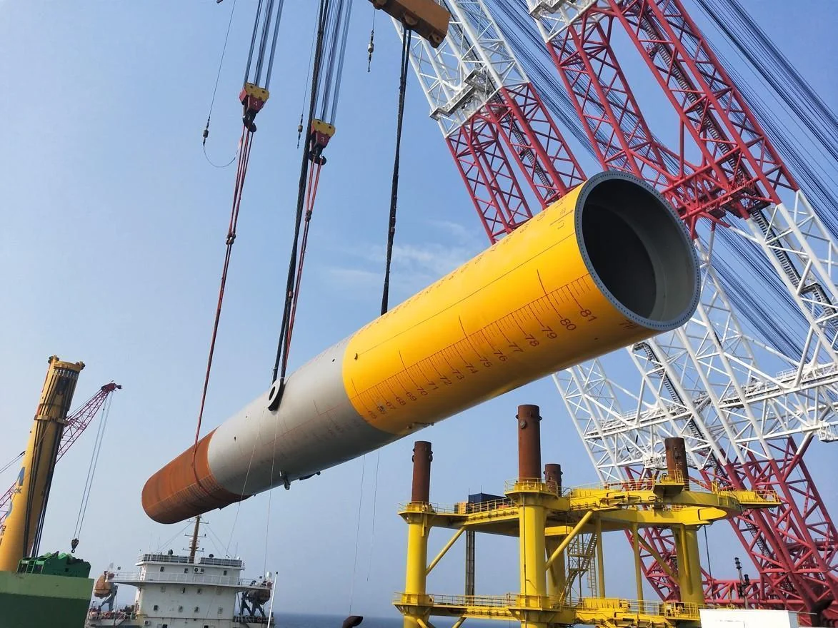 Lifting equipment in a wind energy project environment.